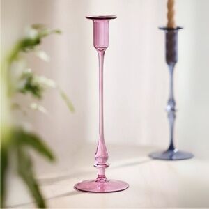 Set of 2 Anthropologie Egyptian Glass Spindle Taper Holders